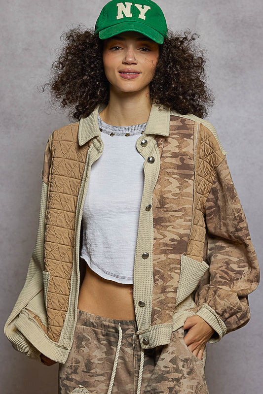 Mixed Quilt Camo Pattern Jacket