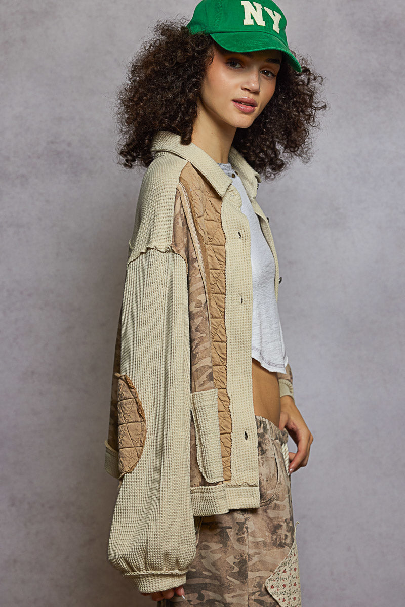 Mixed Quilt Camo Pattern Jacket