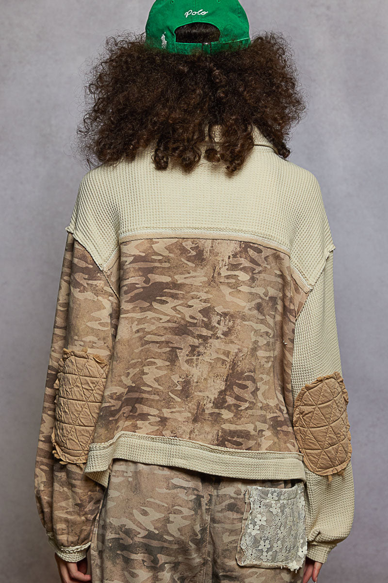 Mixed Quilt Camo Pattern Jacket