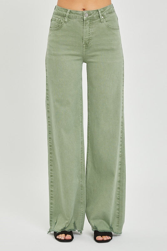 Risen High Rise Wide Pants Olive
