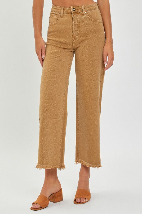 Risen High Rise Tummy Control Crop Wide Pant in Mocha