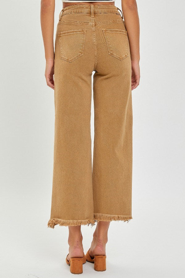 Risen High Rise Tummy Control Crop Wide Pant in Mocha