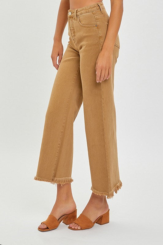Risen High Rise Tummy Control Crop Wide Pant in Mocha