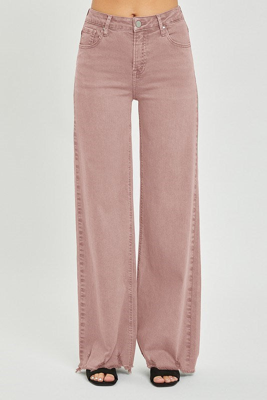 Risen High Rise Wide Pants in Mauve