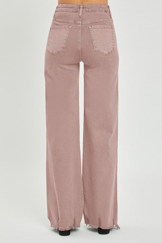 Risen High Rise Wide Pants in Mauve