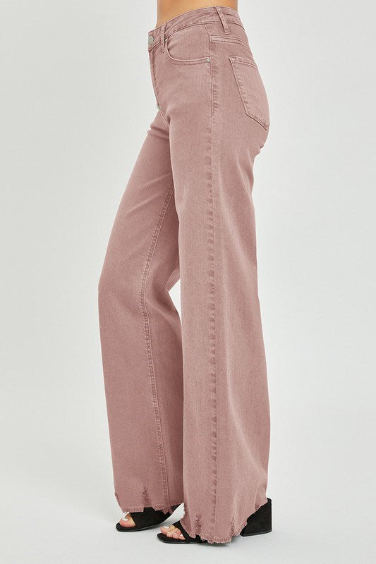 Risen High Rise Wide Pants in Mauve