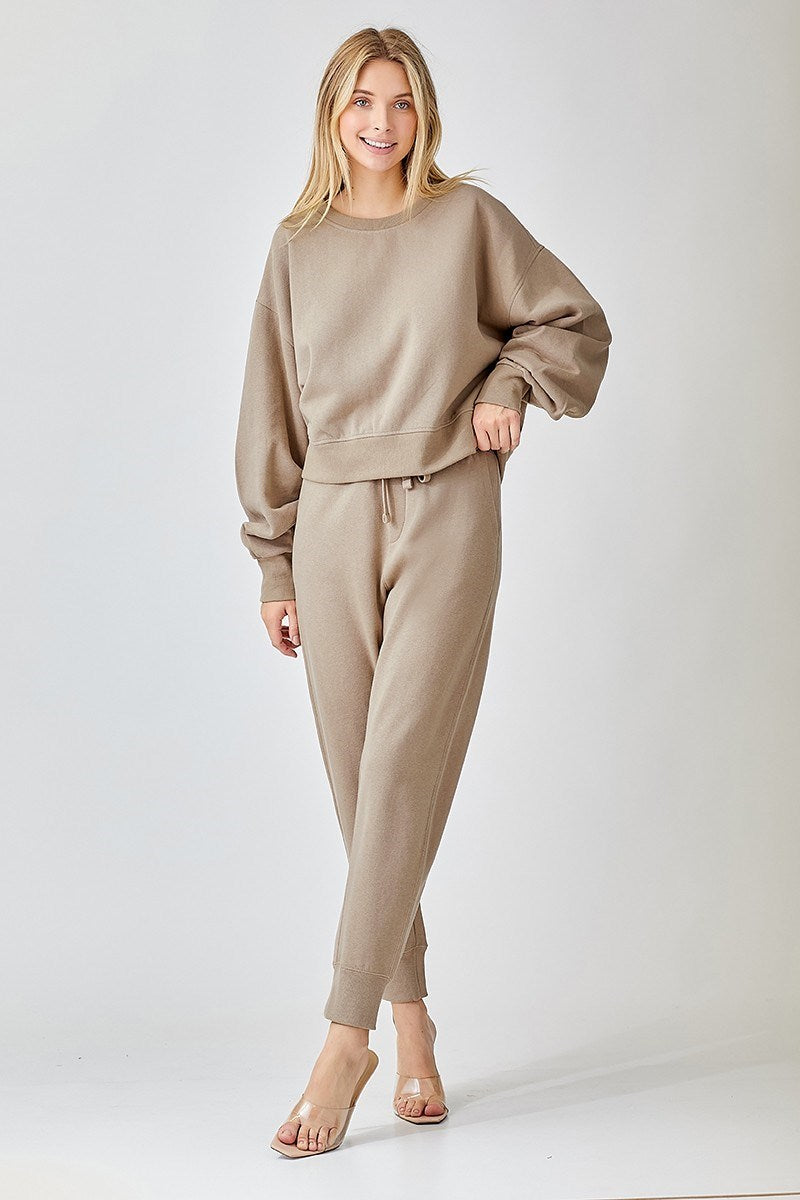 RISEN TAN SOFT KNIT JOGGER PANTS