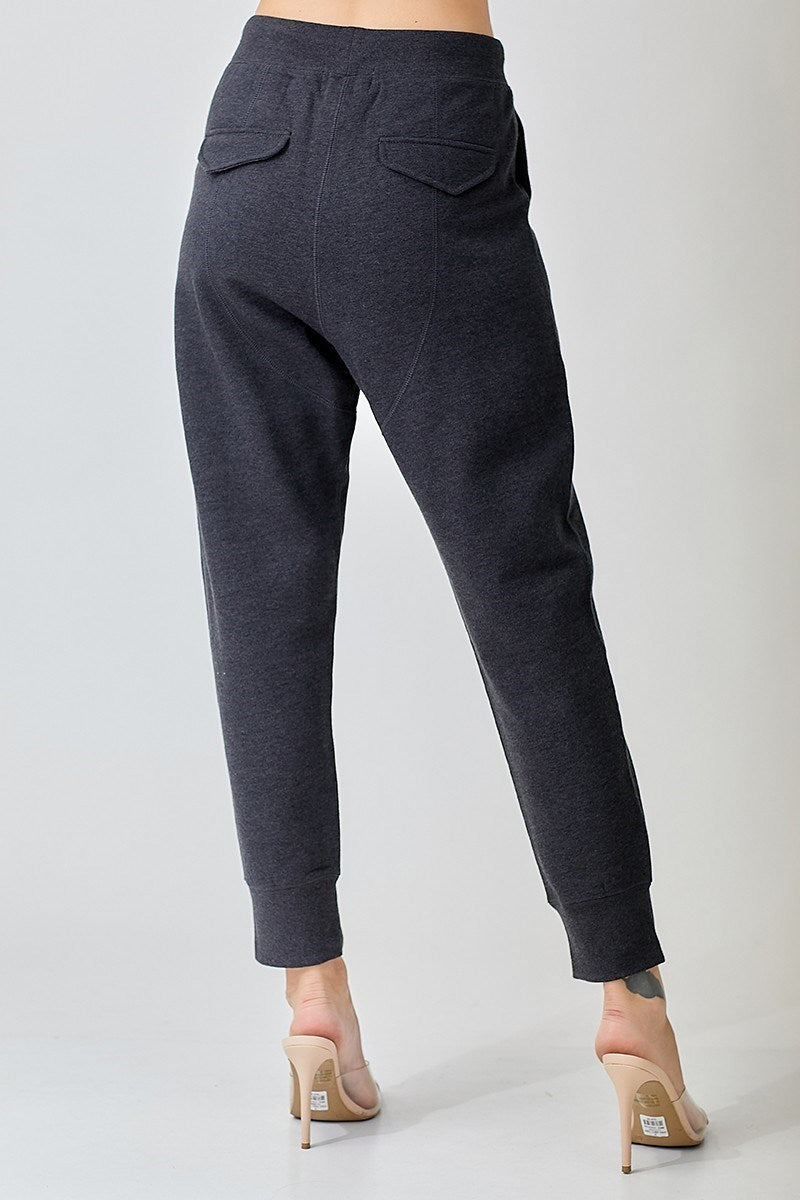 RISEN WASHED BLACK SOFT KNIT JOGGER PANTS