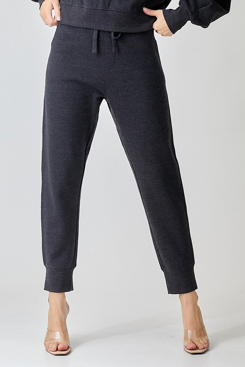 RISEN WASHED BLACK SOFT KNIT JOGGER PANTS