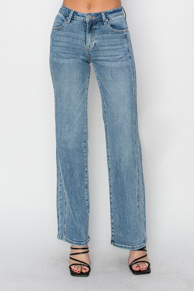 RISEN MEDIUM MID RISE STRAIGHT JEANS