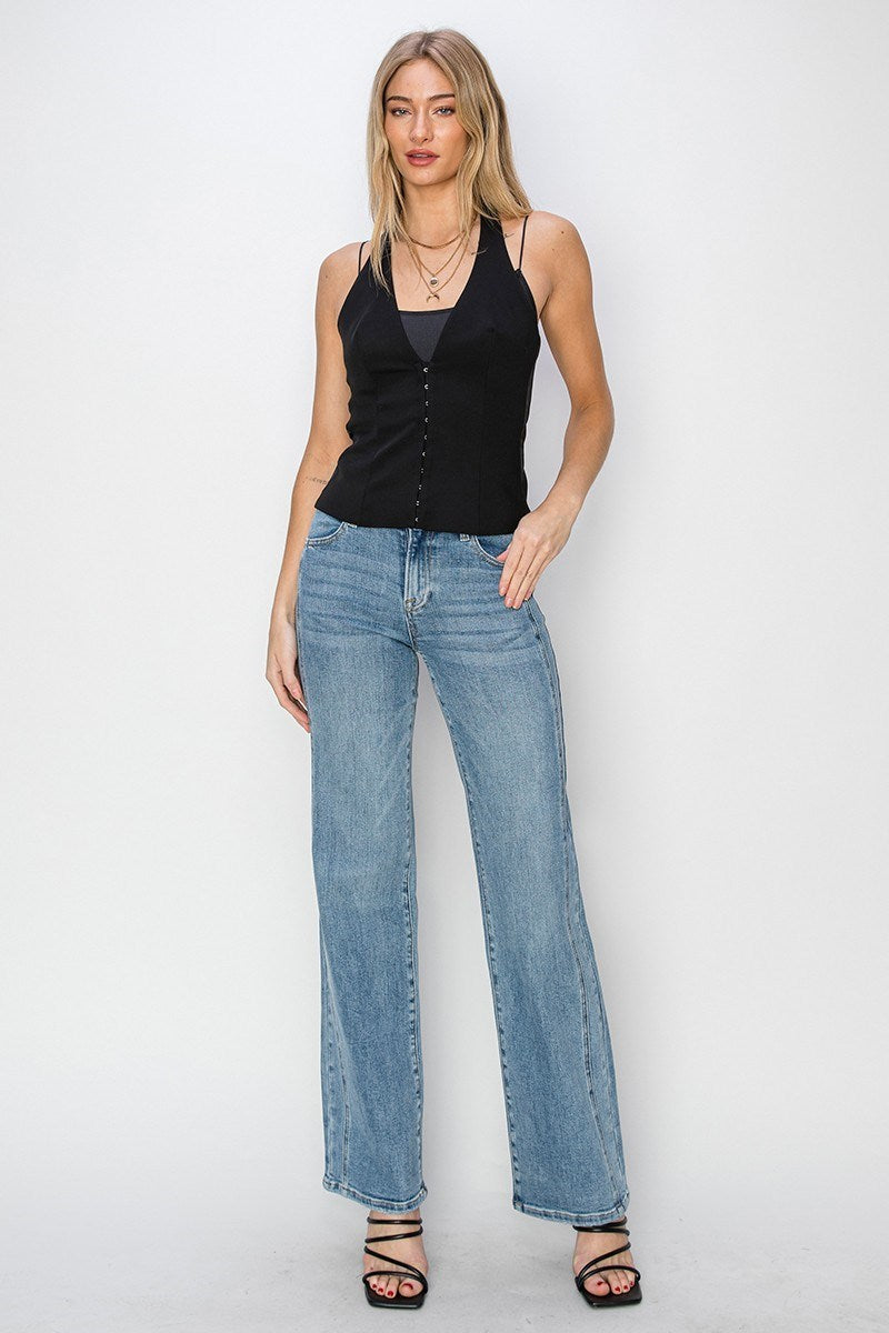 RISEN MEDIUM MID RISE STRAIGHT JEANS