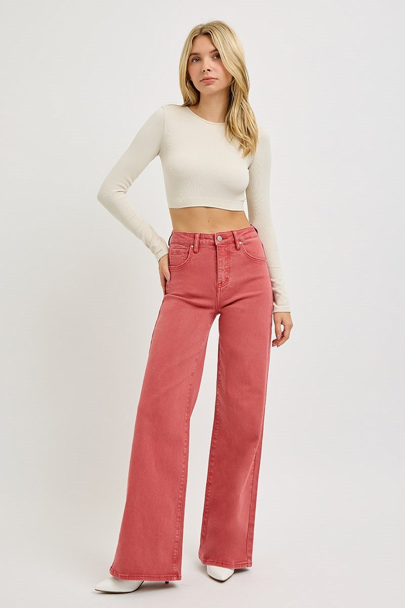 RISEN BRICK TUMMY CONTROL HIGH RISE WIDE PANTS