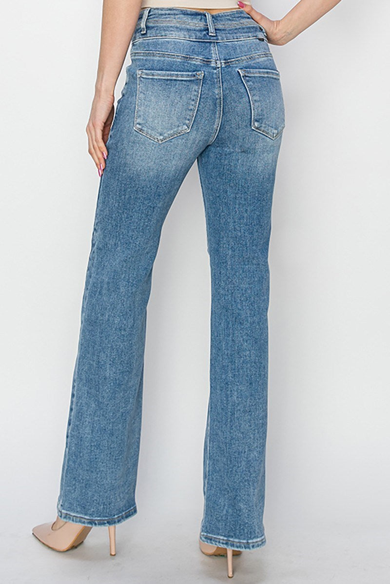 RISEN HIGH RISE ANKLE STRAIGHT JEANS