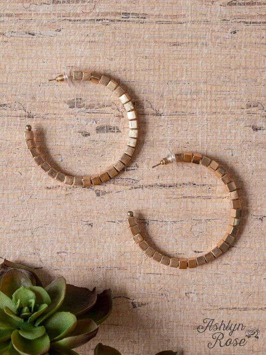 Blame It On My Roots Cream Square Beaded Hoops