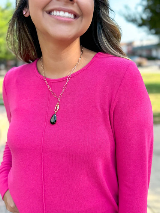 Black Crystal Drop Necklace