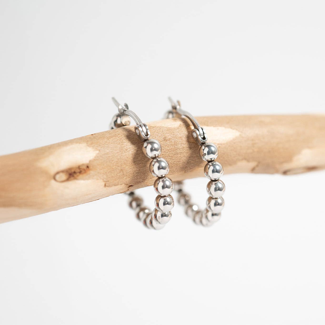 18K Gold PVD Stainless Steel Circle Ball Hoop Earrings