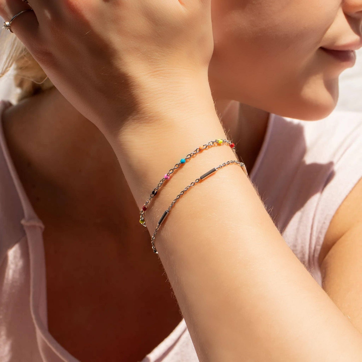 18K Gold PVD Stainless Steel Muti Color Confetti Bracelet