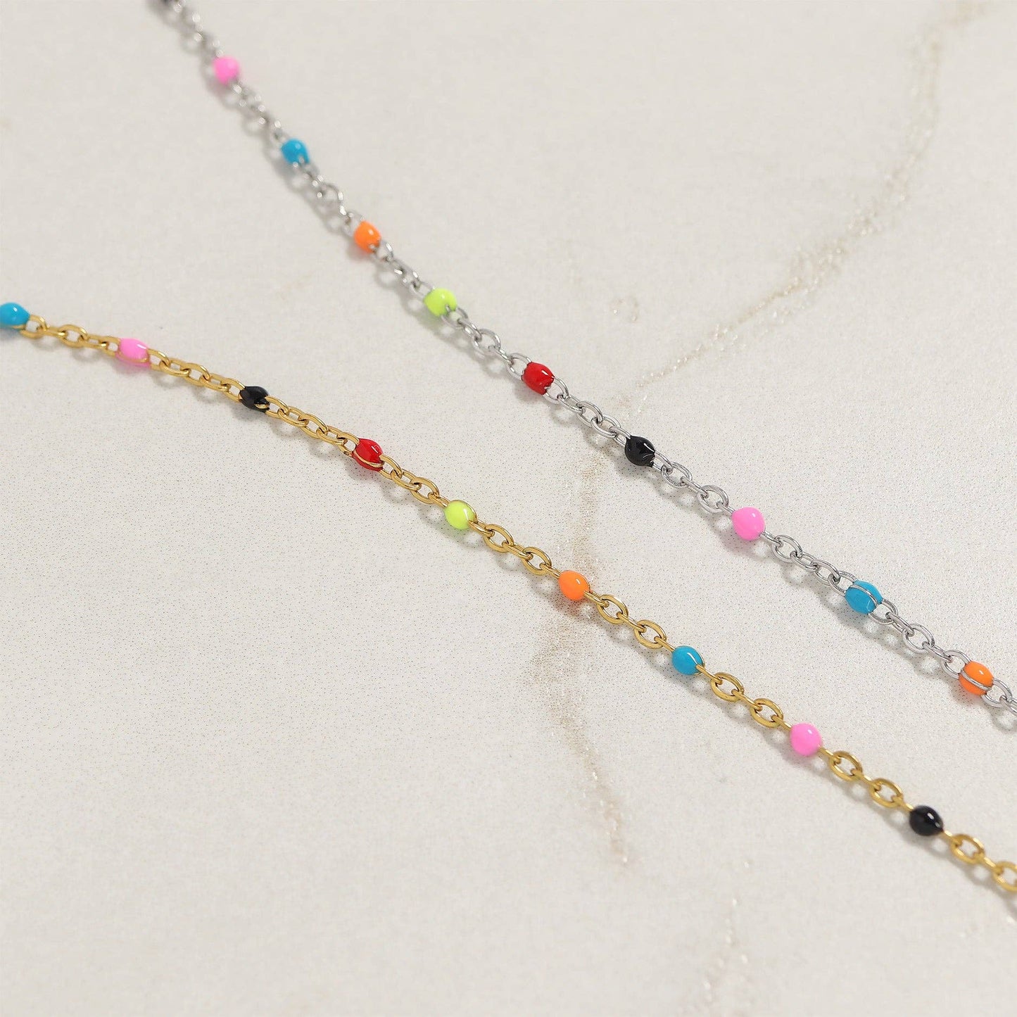 18K Gold PVD Stainless Steel Muti Color Confetti Bracelet