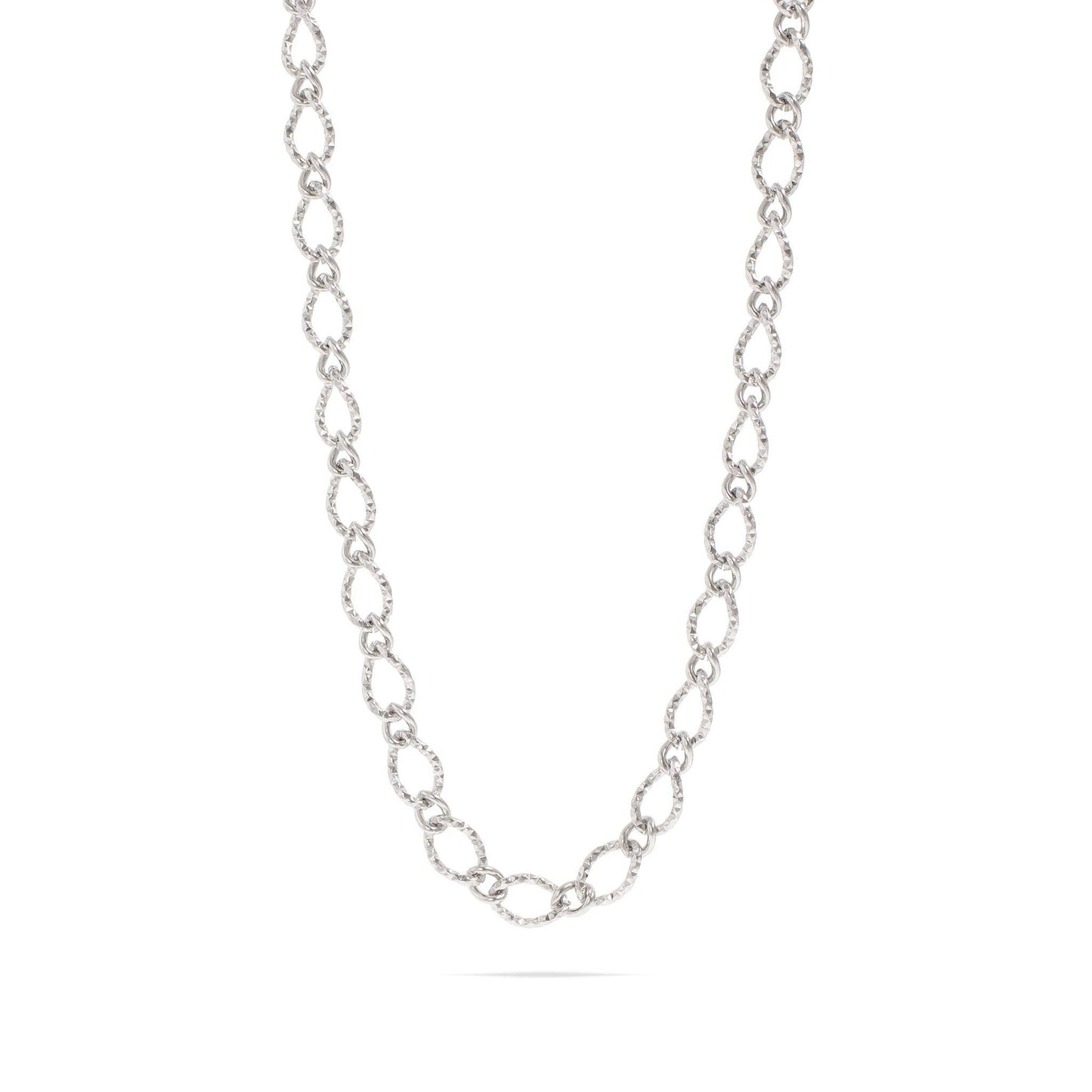 18K Gold PVD Stainless Steel Hammered Oval Chain Necklace