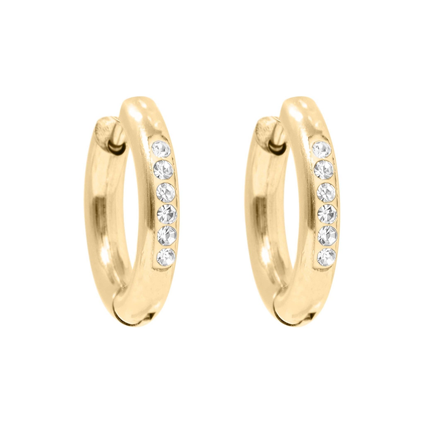 18K Gold PVD Stainless Steel CZ Huggie Hoop Earrings