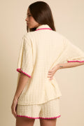 White and Pink Collared Set