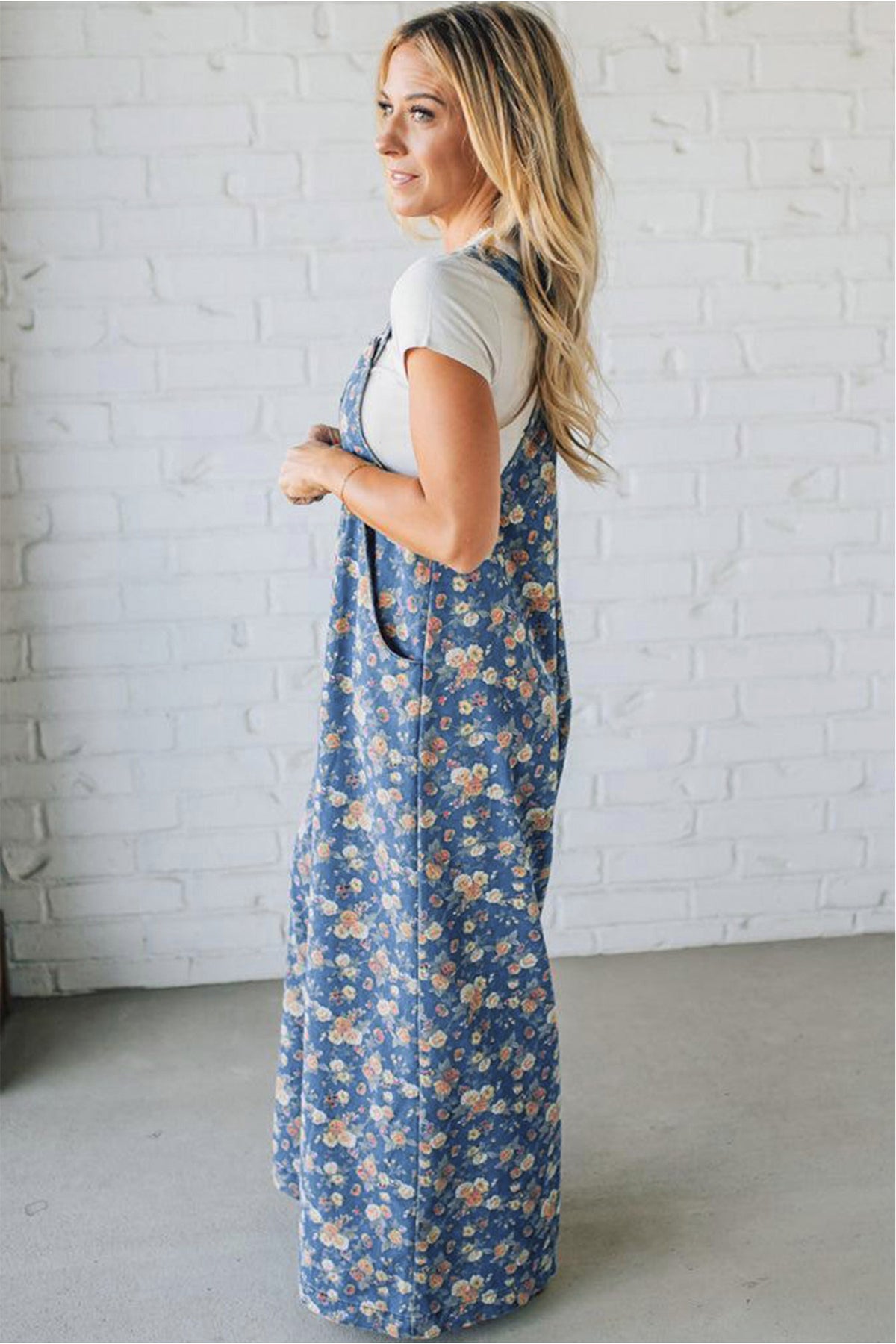 Floral Denim Overalls