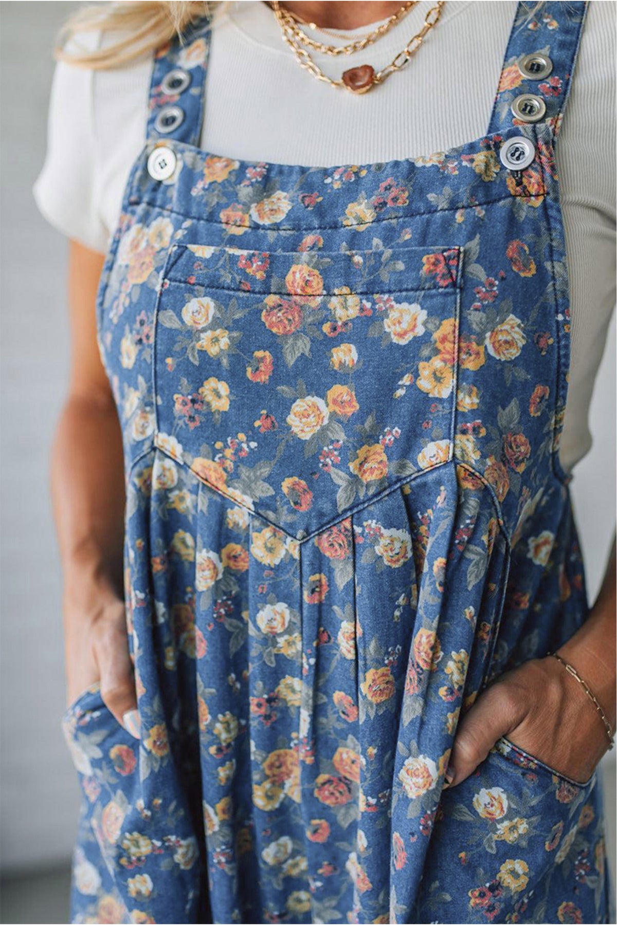 Floral Denim Overalls