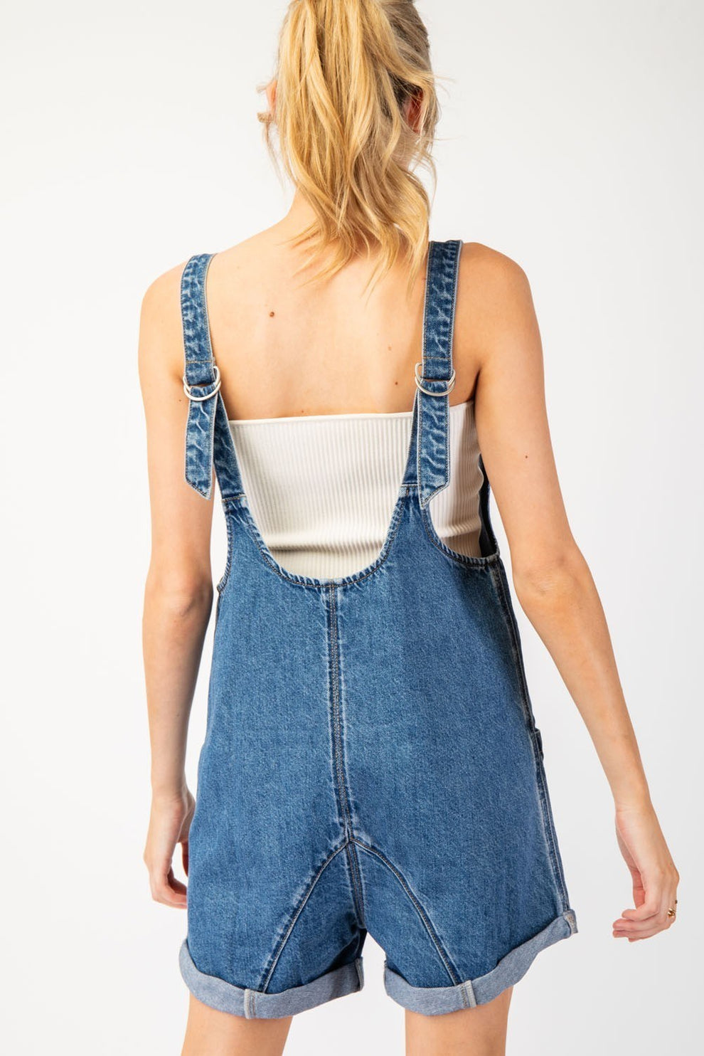 Mineral Washed Denim Sleeveless Romper