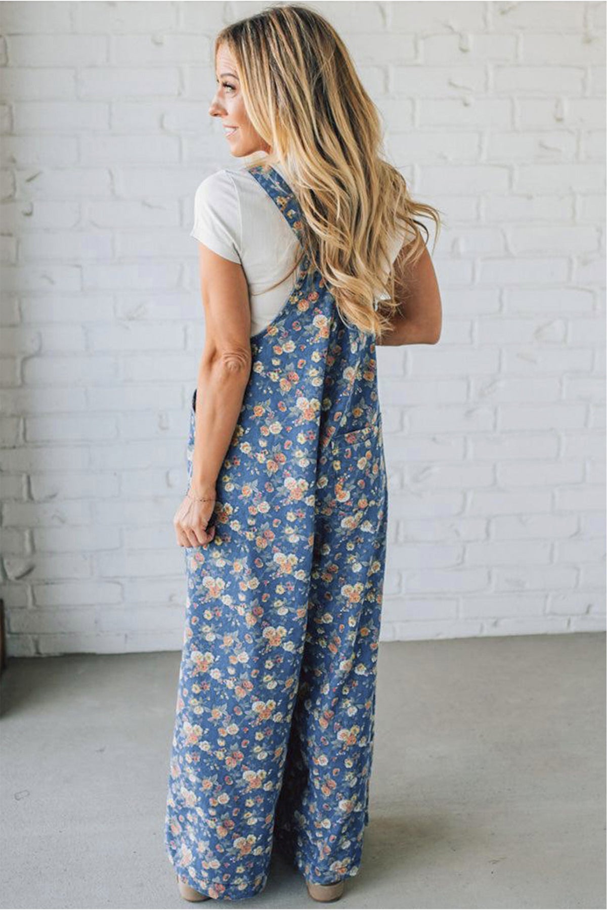 Floral Denim Overalls