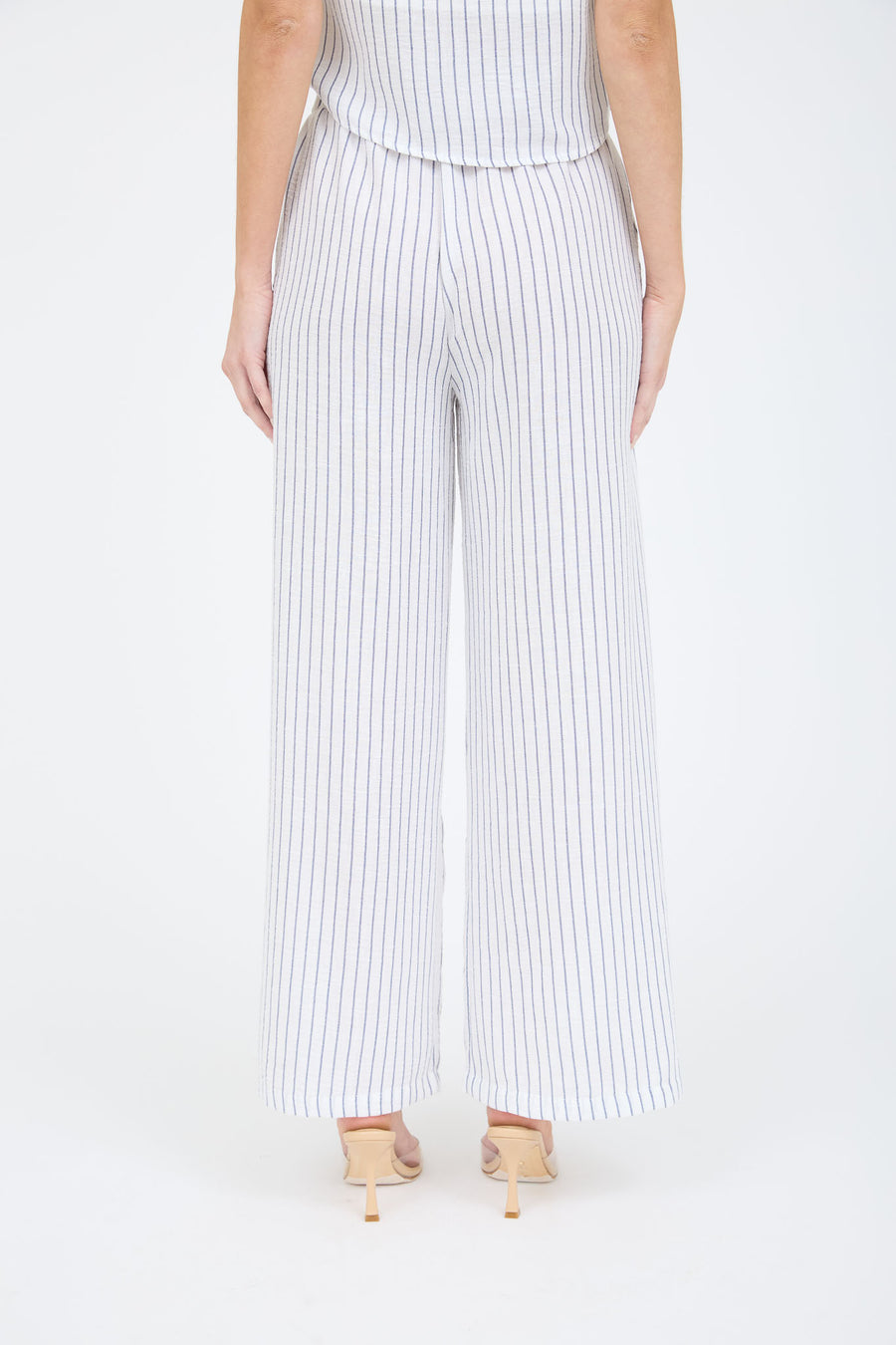 PINSTRIPE SLEEVELESS TANK AND WIDE LEG PANT SET