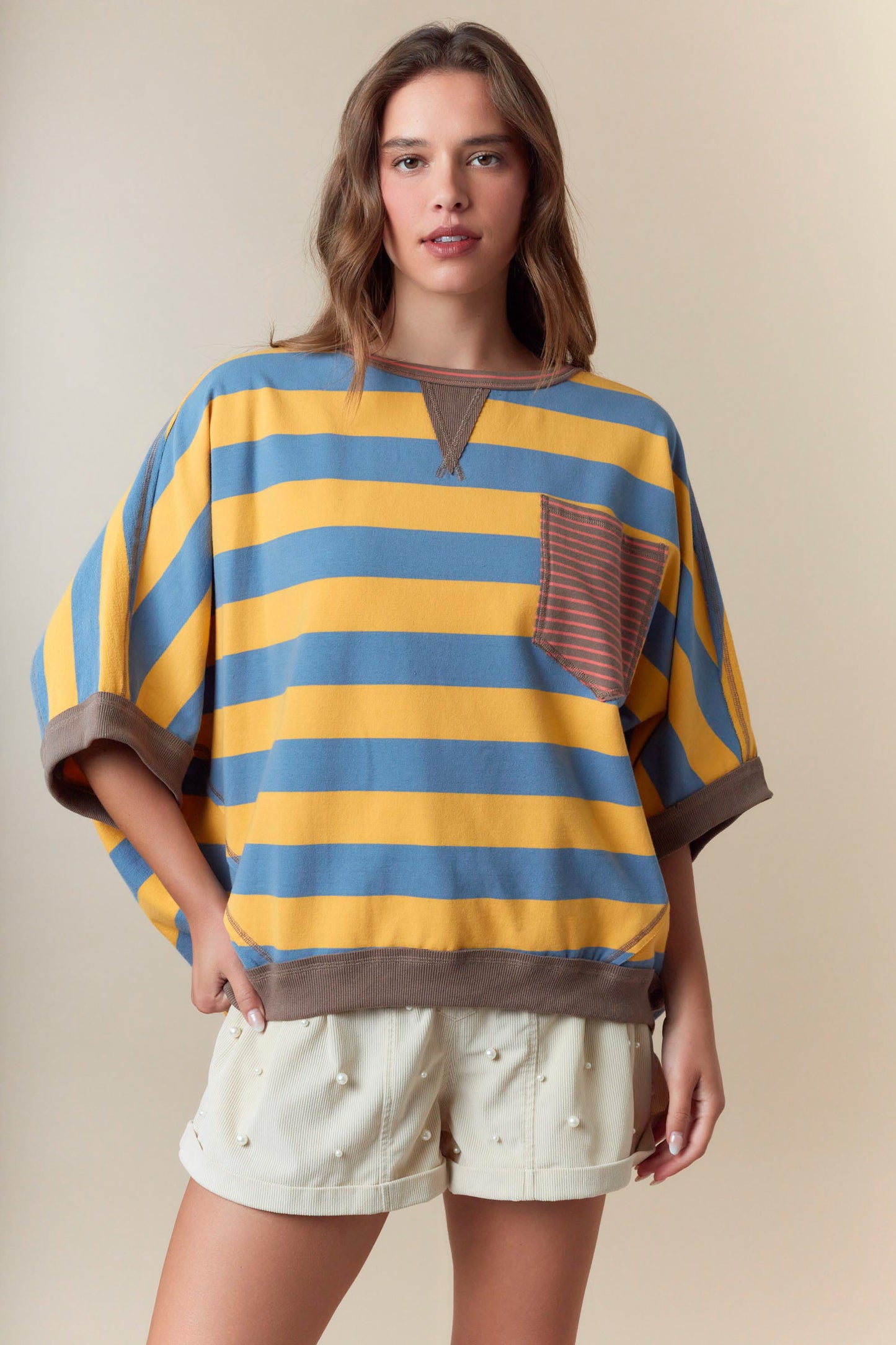 Stripe Color Block Pull Over