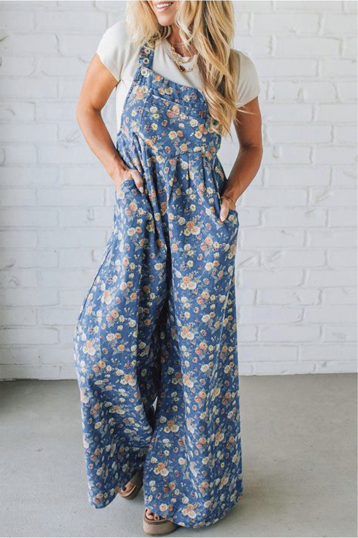 Floral Denim Overalls