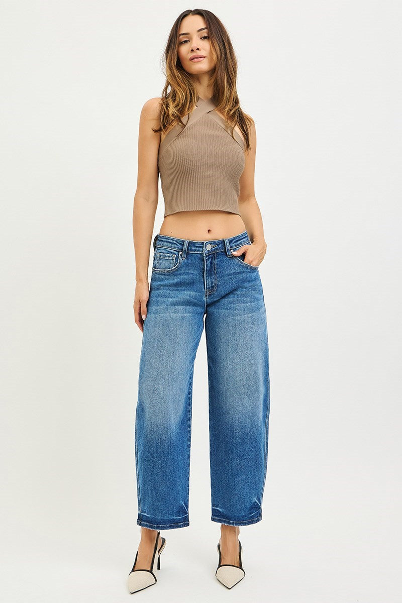 Risen Slouchy Cropped Barrel Jeans
