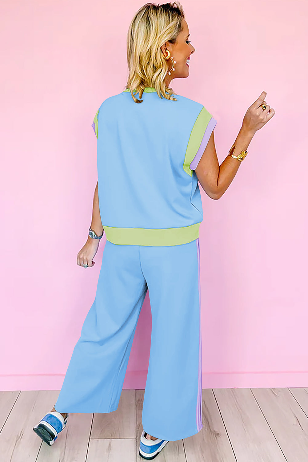 Color Blocking Set in Sky Blue