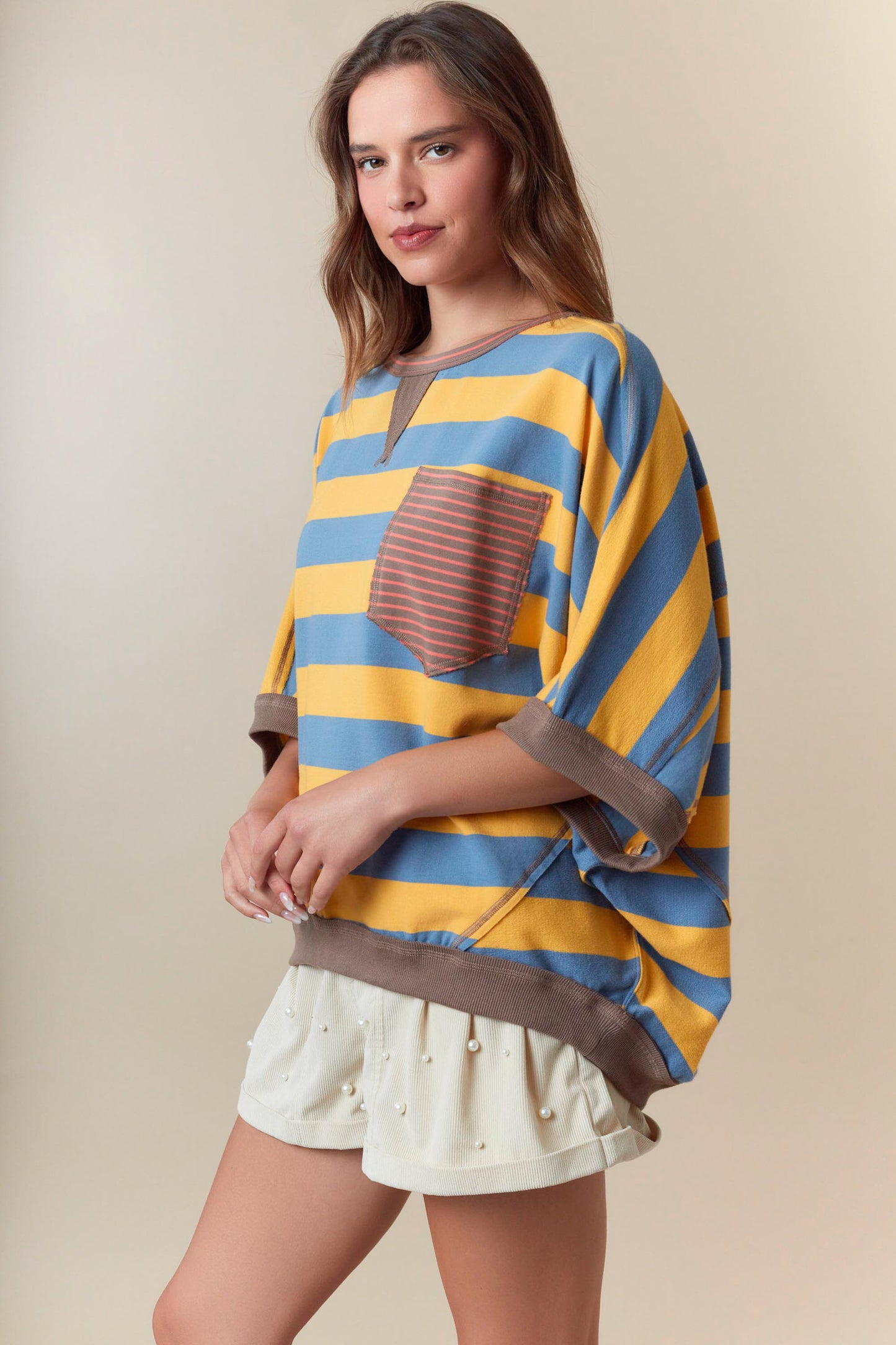 Stripe Color Block Pull Over