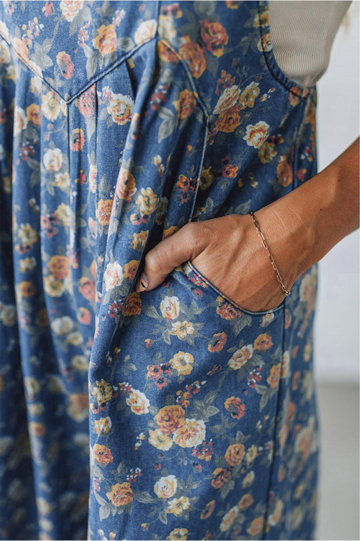 Floral Denim Overalls